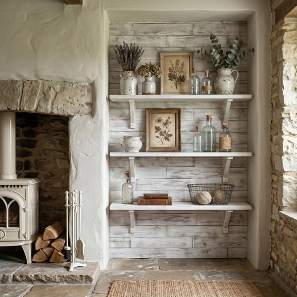 Distressed White Painted Reclaimed Style Wooden Wall Tiles Cladding Panelling Panels