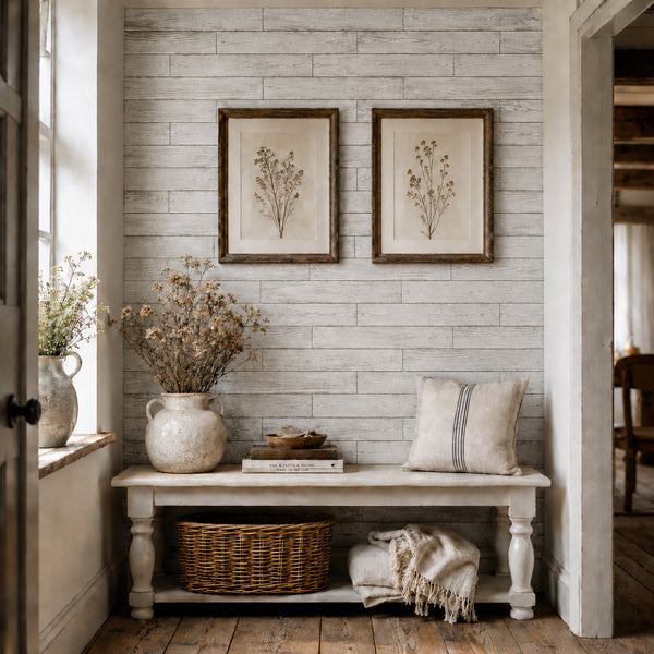 Distressed White Painted Reclaimed Style Wooden Wall Tiles Cladding Panelling Panels