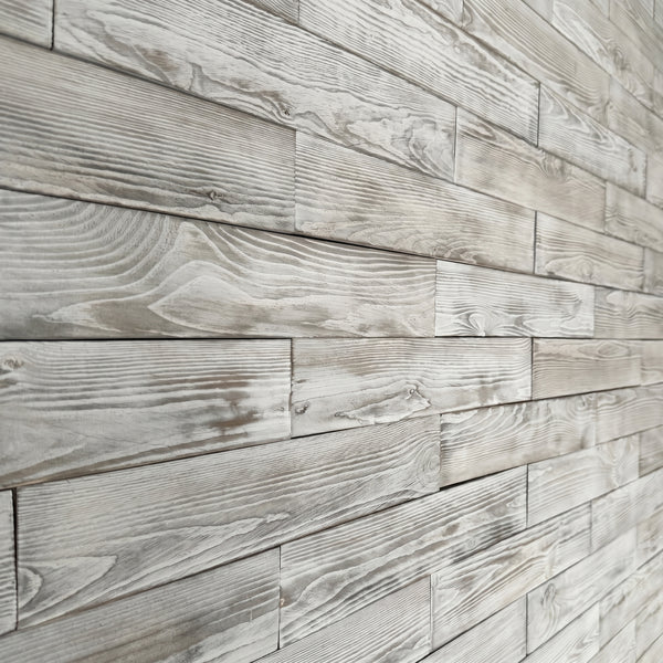 Distressed White Painted Reclaimed Style Wooden Wall Tiles Cladding Panelling Panels