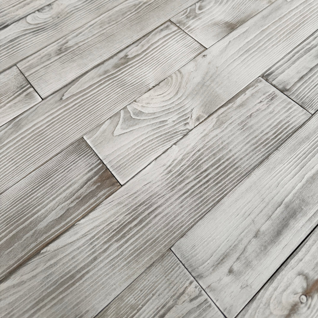 Distressed White Painted Reclaimed Style Wooden Wall Tiles Cladding Panelling Panels