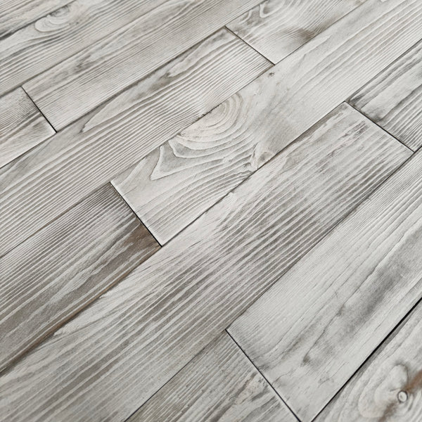 Distressed White Painted Reclaimed Style Wooden Wall Tiles Cladding Panelling Panels