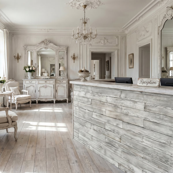 Distressed White Painted Reclaimed Style Wooden Wall Tiles Cladding Panelling Panels