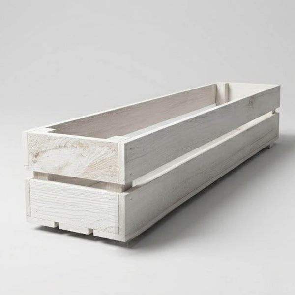 Wooden Planter Trough Crate Style Fruit Box Garden Herb Flower Rustic White