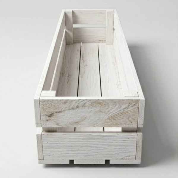 Wooden Planter Trough Crate Style Fruit Box Garden Herb Flower Rustic White
