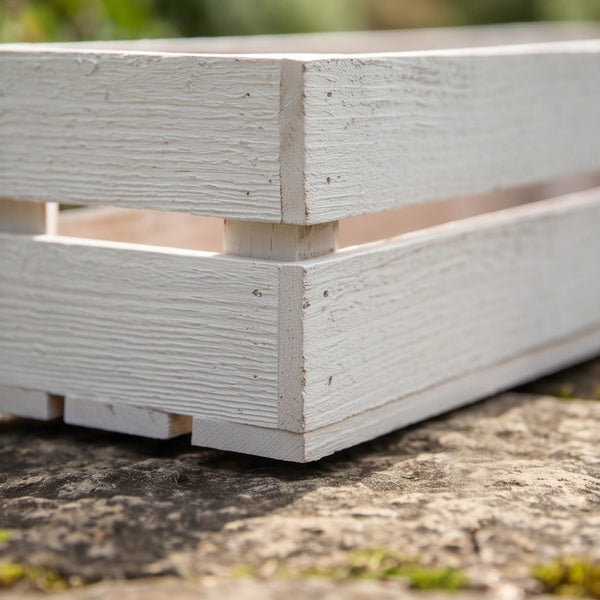 Wooden Planter Trough Crate Style Fruit Box Garden Herb Flower Rustic White