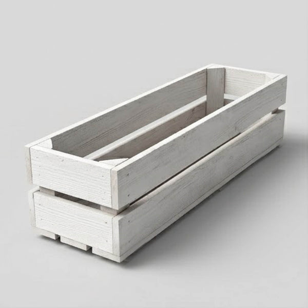 Wooden Planter Trough Crate Style Fruit Box Garden Herb Flower Rustic White
