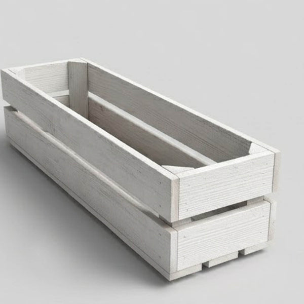 Wooden Planter Trough Crate Style Fruit Box Garden Herb Flower Rustic White