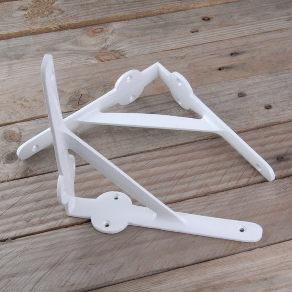 A pair of White Vintage Industrial Gallows Style Cast Iron Shelf Brackets