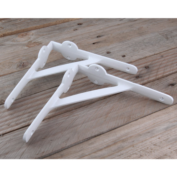 A pair of White Vintage Industrial Gallows Style Cast Iron Shelf Brackets