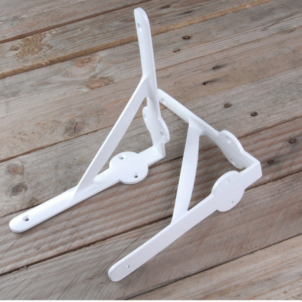A pair of White Vintage Industrial Gallows Style Cast Iron Shelf Brackets