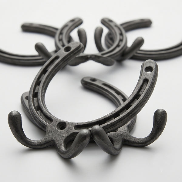 Horseshoe Cast Iron Double Wall Hooks  - Set of 5