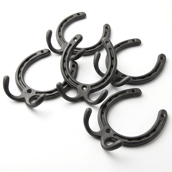 Horseshoe Cast Iron Double Wall Hooks  - Set of 5