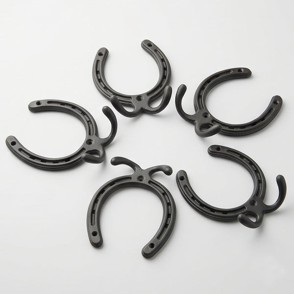 Horseshoe Cast Iron Double Wall Hooks  - Set of 5