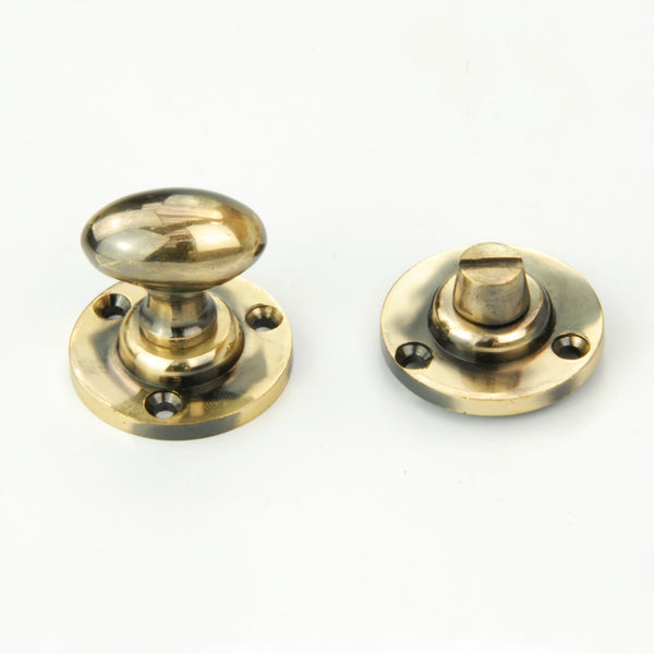 Regency Oval Bathroom Lock Thumb Turn & Release Solid Antique Brass