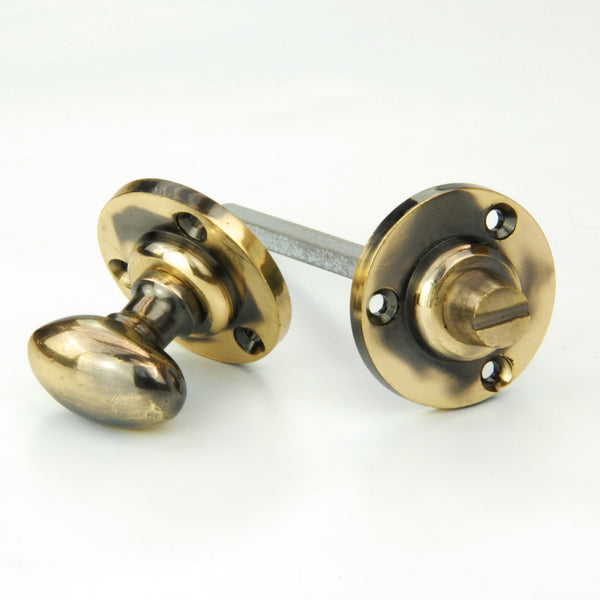 Regency Oval Bathroom Lock Thumb Turn & Release Solid Antique Brass