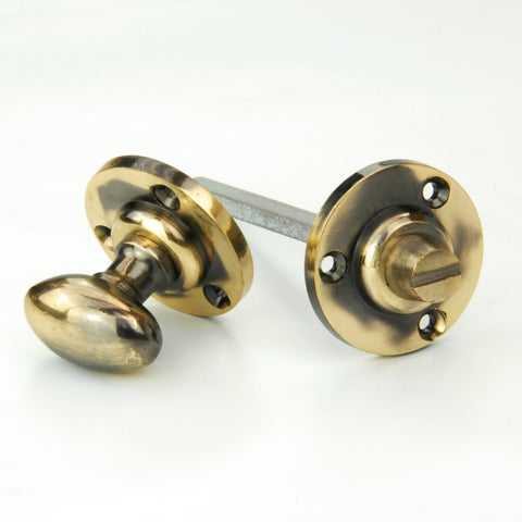 Regency Oval Bathroom Lock Thumb Turn & Release Solid Antique Brass