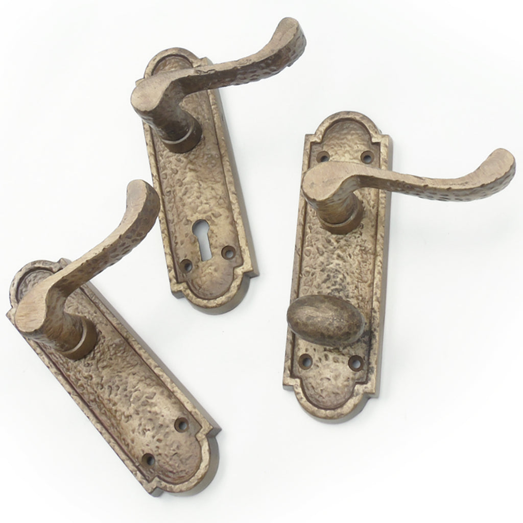 Antique Brass Vintage Cast Iron Scroll Lever Latch Door Handles