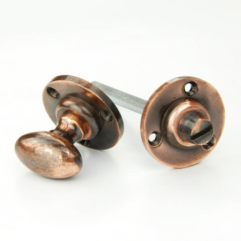 Regency Oval Bathroom Lock Thumb Turn & Release Solid Antique Copper