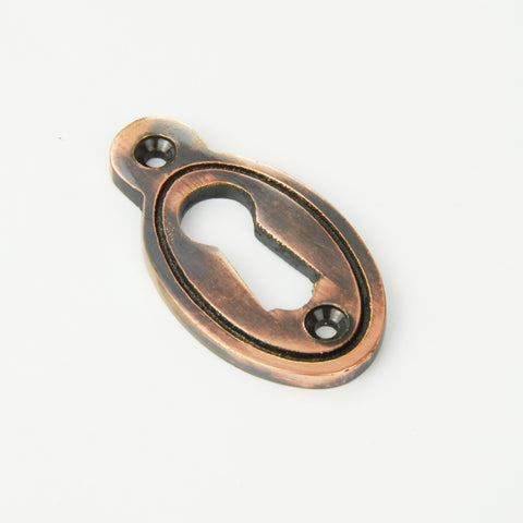 Oval Regency Escutcheon Door Lock Keyhole Cover - Antique Copper