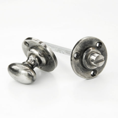 Regency Oval Bathroom Lock Thumb Turn & Release Solid Antique Nickel