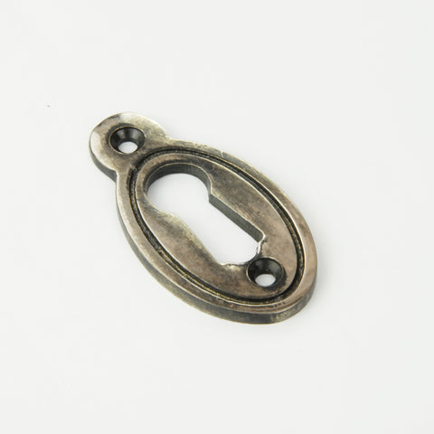 Oval Regency Escutcheon Door Lock Keyhole Cover - Antique Nickel