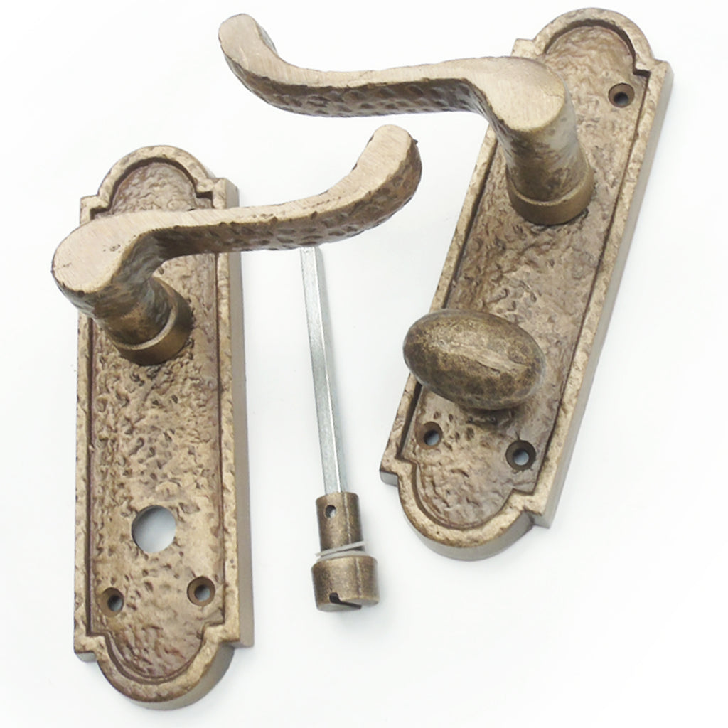 Antique Brass Vintage Cast Iron Scroll Lever Latch Door Handles
