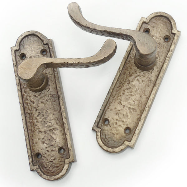 Antique Brass Vintage Cast Iron Scroll Lever Latch Door Handles