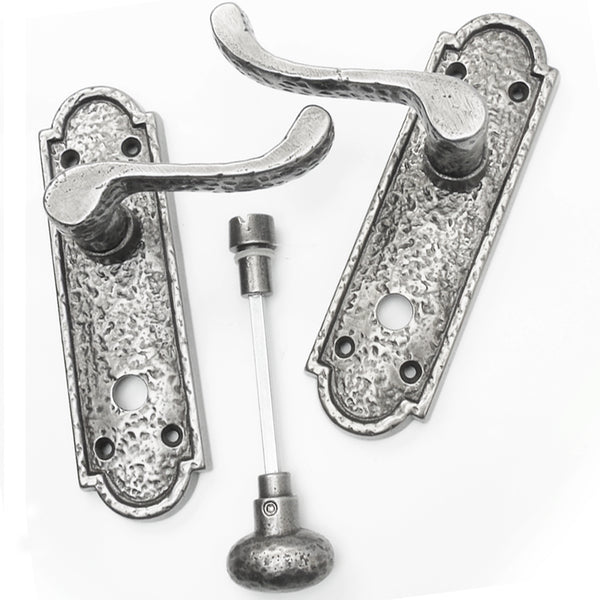 Antique Style Pewter Effect Cast Iron Scroll Lever Latch Door Handles