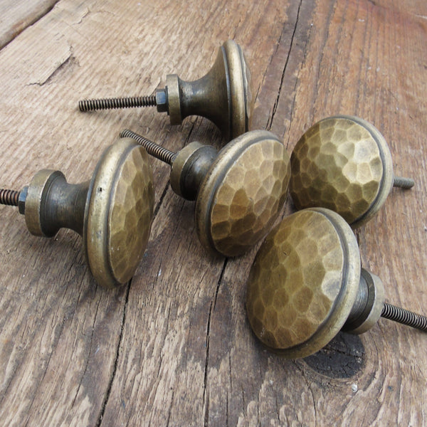 Large Anvil Hammered Antique Brass Cabinet Kitchen Drawer Knobs Handles