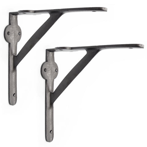 A pair of Antique Vintage Industrial Gallows Style Cast Iron Shelf Brackets