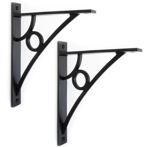 A Pair of Vintage Industrial Style Cast Iron Metal Shelf Brackets Black