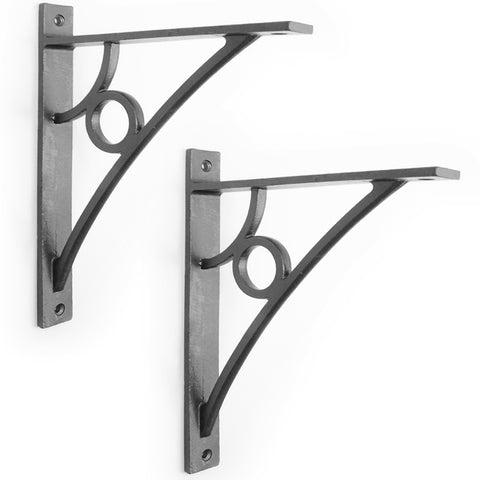 A Pair of Vintage Industrial Arch Style Cast Iron Metal Shelf Brackets