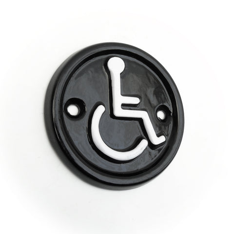 A 'DISABLED' Round Vintage Cast Iron Style Metal Sign Black and White