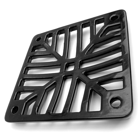 A Square 6" 150mm Cast Metal Drain Cover Gully Grid Grate Plate Black