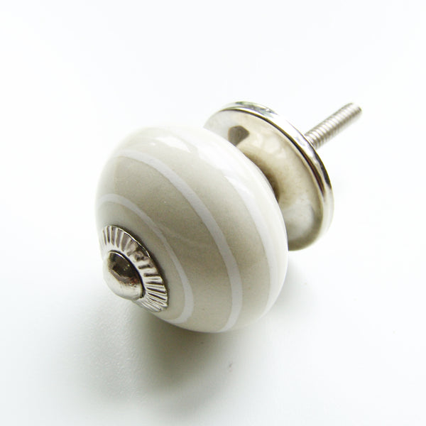 Kitchen Cabinet Drawer Knob - Cream White Stripes