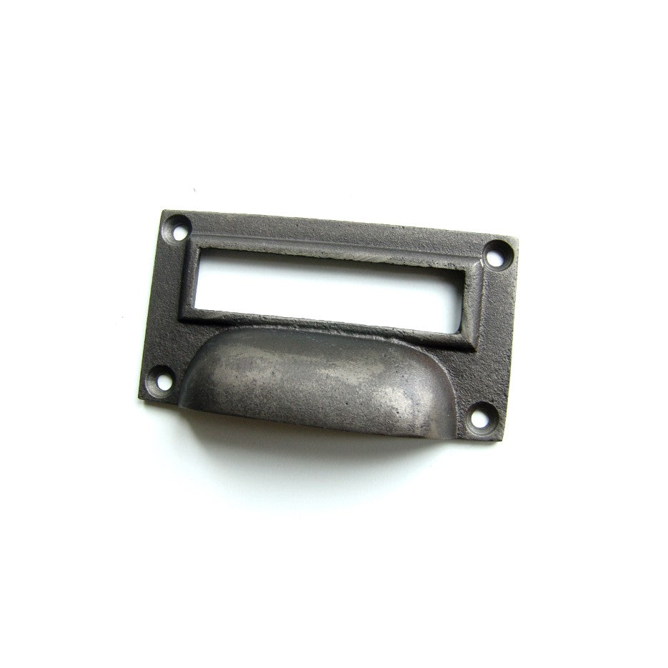 Cast Iron Cup Kitchen Handle / Drawer Pull  - Rectangle Office Filing Cabinet Style