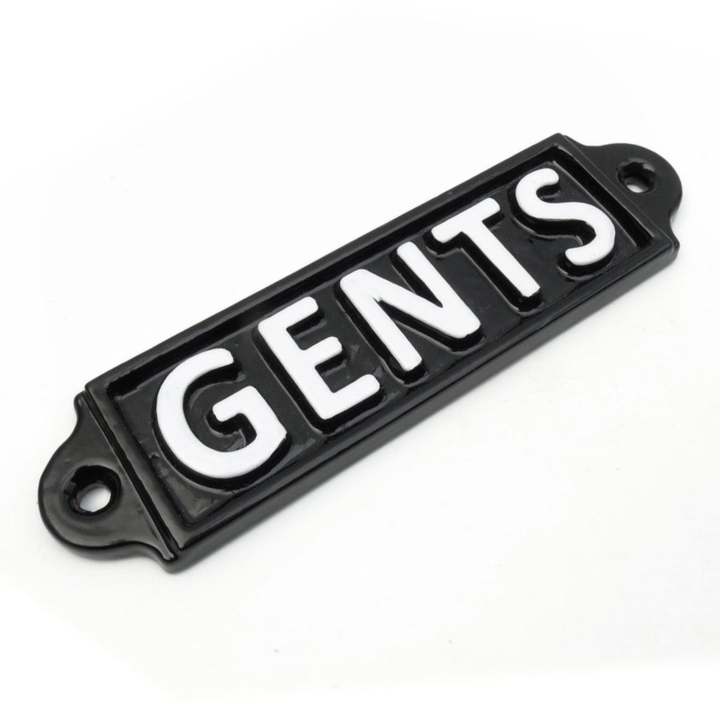 A 'GENTS' Vintage Cast Iron Style Metal Sign Black & White