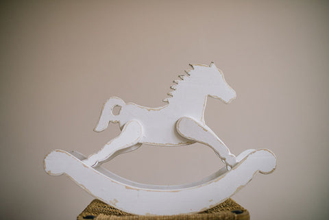 A small Shabby Chic Ornamental Rocking Horse - Childrens babys bedroom decor