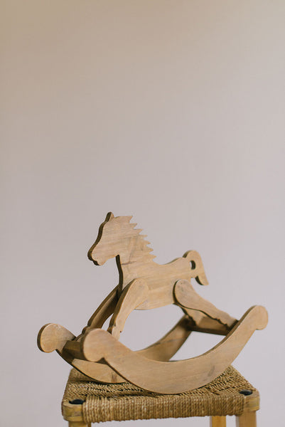 A small Shabby Chic Ornamental Rocking Horse - Childrens babys bedroom decor