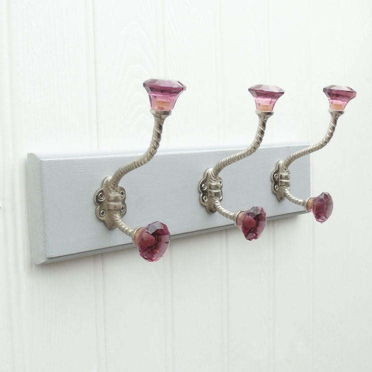 Purple Coat Rack Grey Vintage Style Coat Rack with 4 Purple Glass Wall Hooks – JonesandGrey