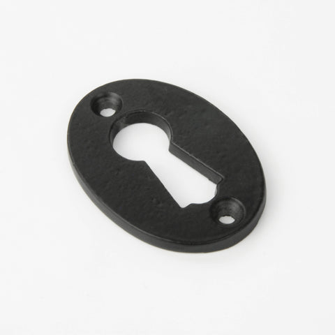 Hammered Oval Escutcheon Door Lock Keyhole Cover - Black