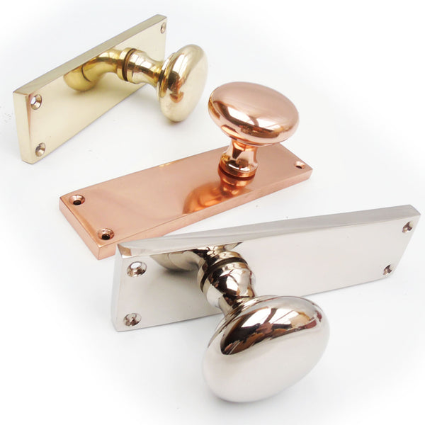 New York Style Round Knob Door Handles on a Backplate