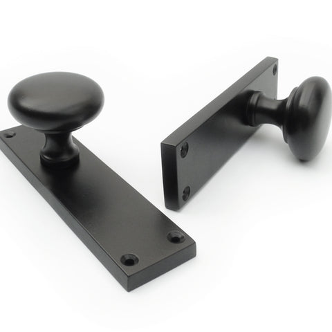 Black New York Style Round Knobs Door Handles on Backplate
