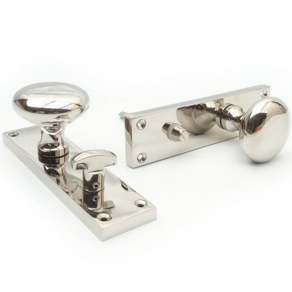 New York Polished Nickel Chrome Round Knobs Door Handles on Backplate