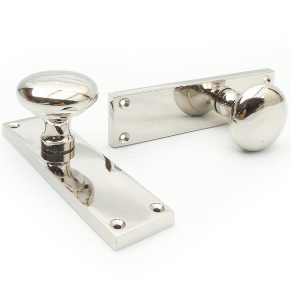 New York Polished Nickel Chrome Round Knobs Door Handles on Backplate