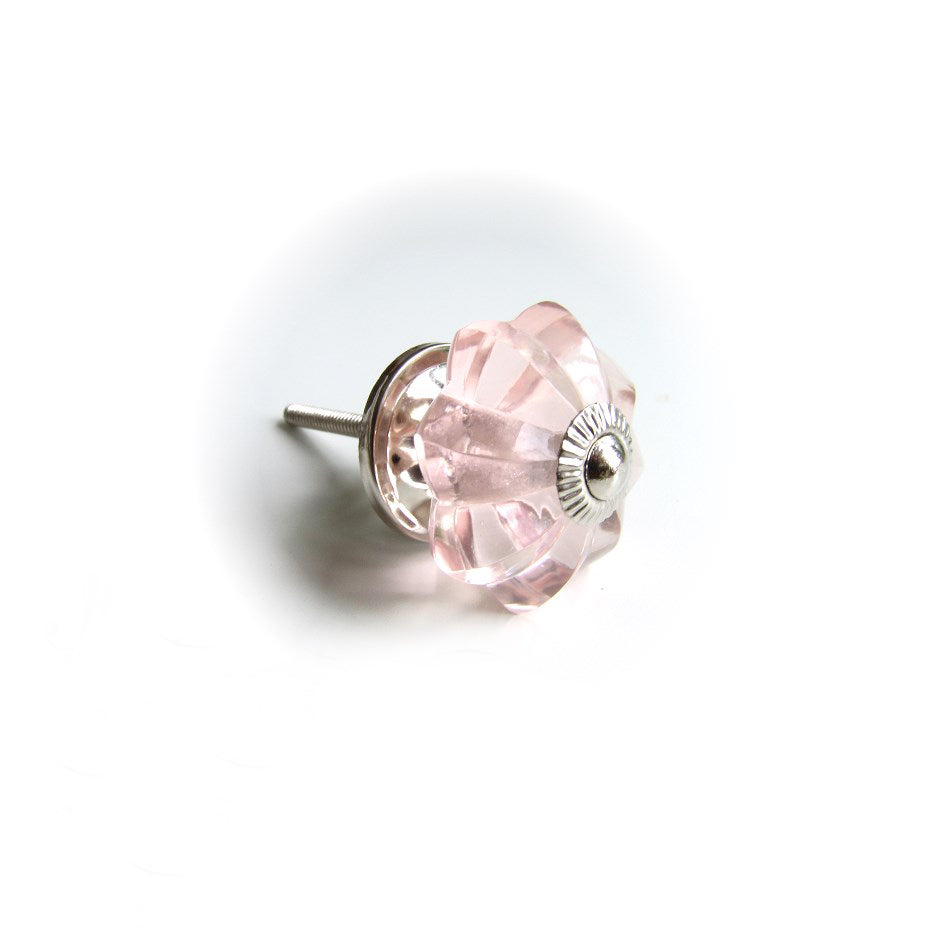 Glass Melon Cabinet Drawer Knob - Pink