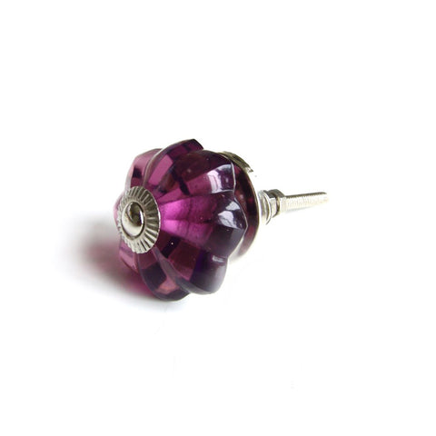 Glass Melon Knob - Antique Purple