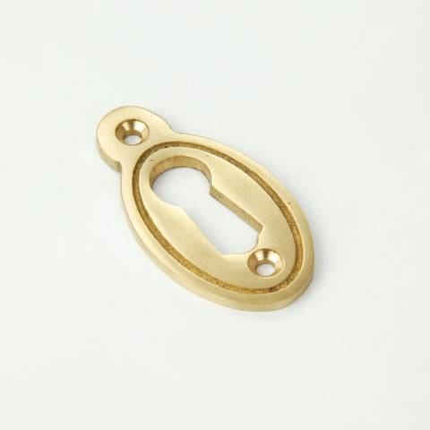 Oval Regency Escutcheon Door Lock Keyhole Cover - Polished Brass