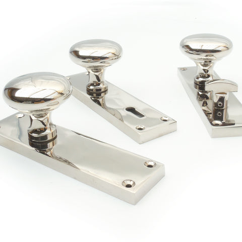 New York Polished Nickel Chrome Round Knobs Door Handles on Backplate