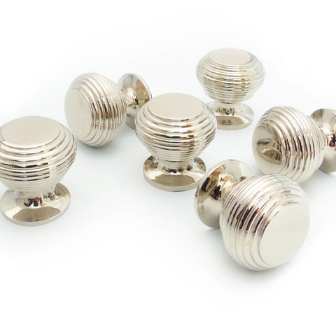Reeded Beehive Antique Cabinet Kitchen Drawer Knobs Handles Polished Nickel